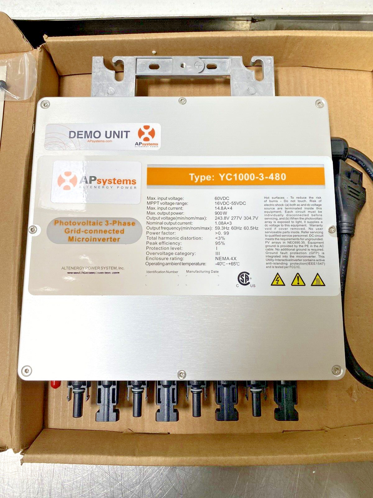APsystems YC1000-3-480 Microinverter , 3Ph , 277Y , 480V /New