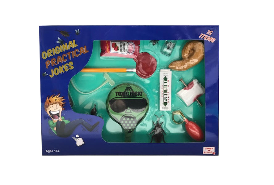 Practice Joke 15pc Box Stocking Filler Fun Novelty Prank Set Bugs Poo Gum Jokes