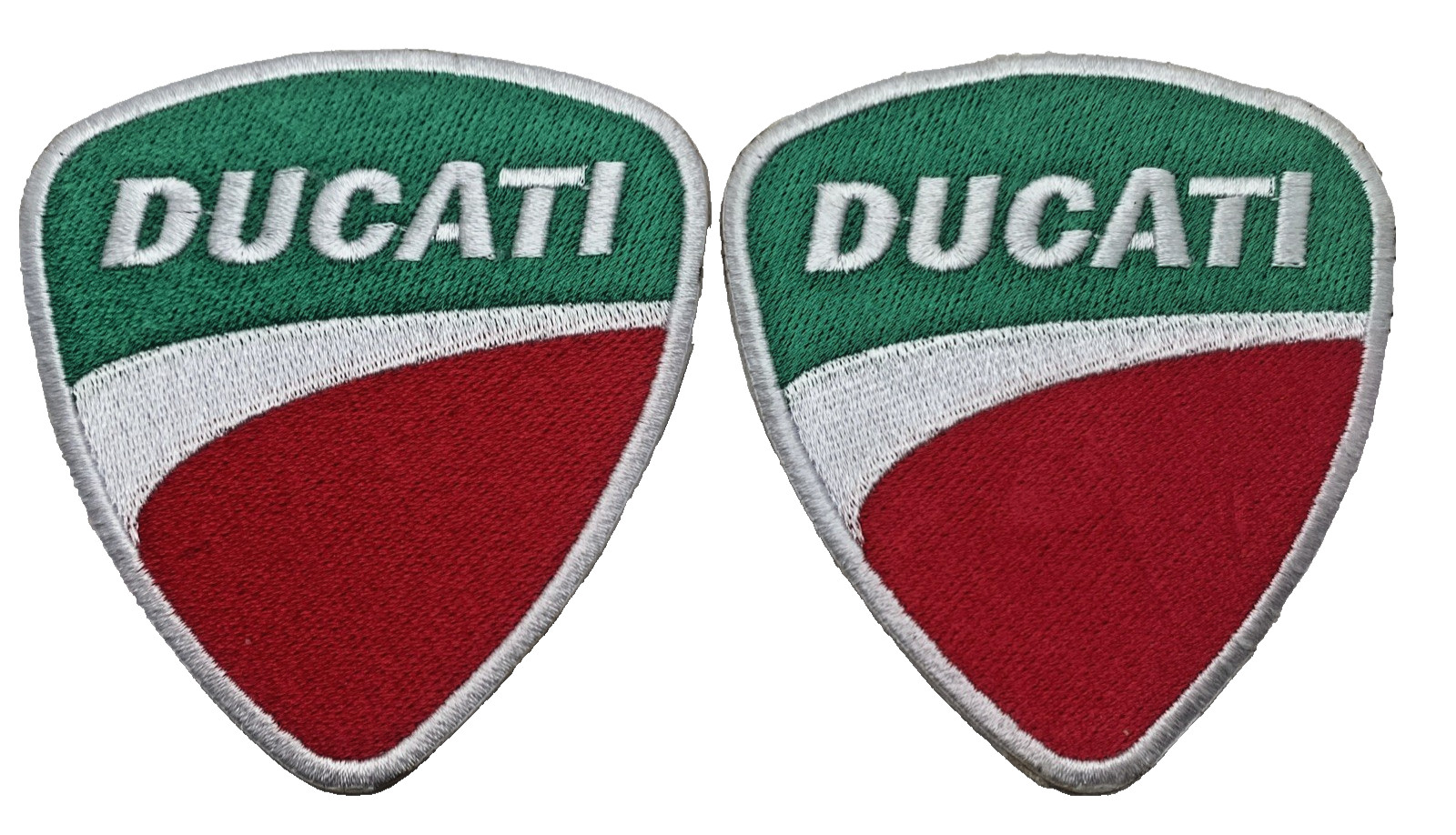 Ducati Motorcycles embroidered shoulder patches Pair Italian racing Iron/Sew on