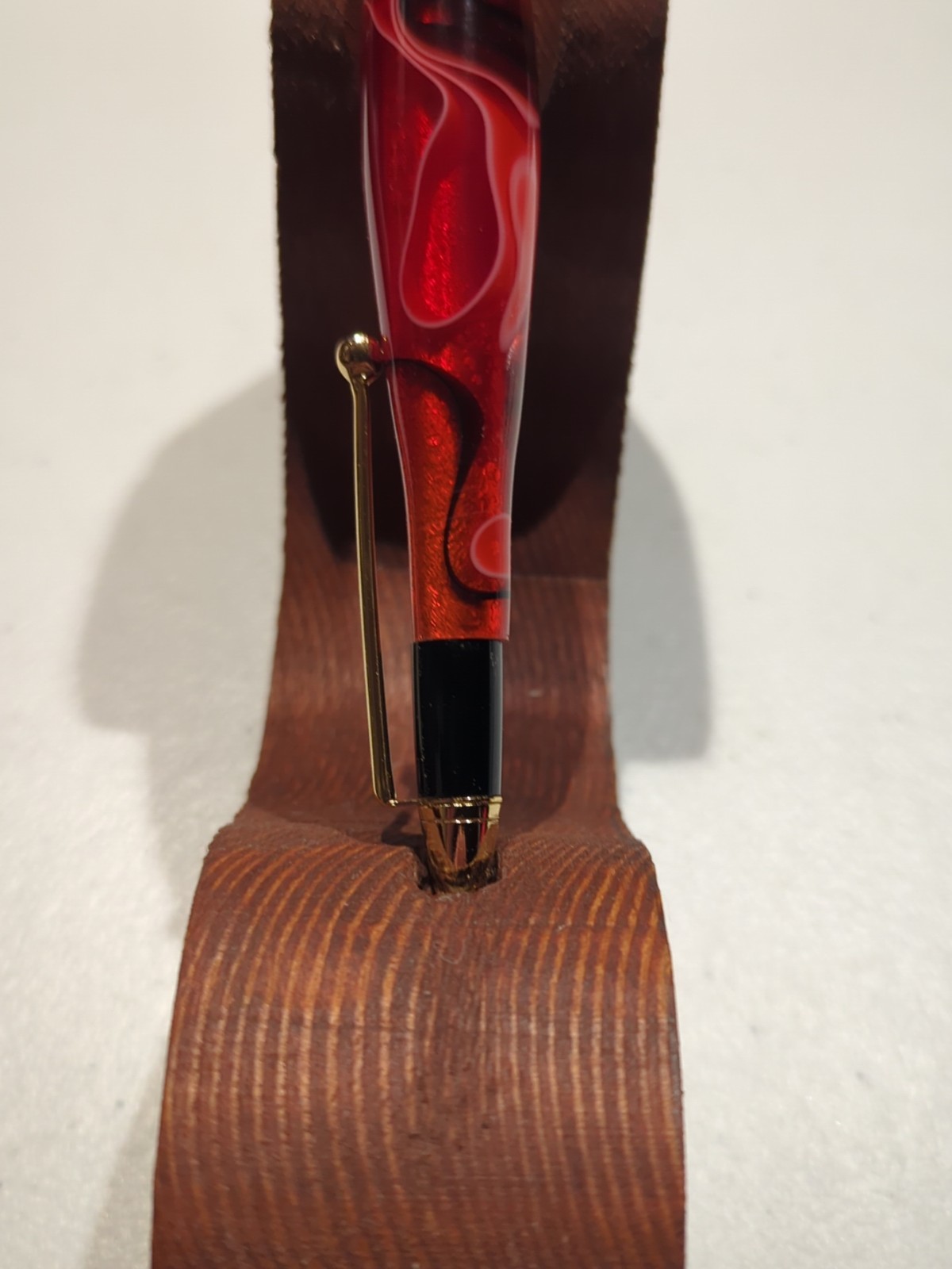 Handmade Acrylic Stylus Red With Gold Trim