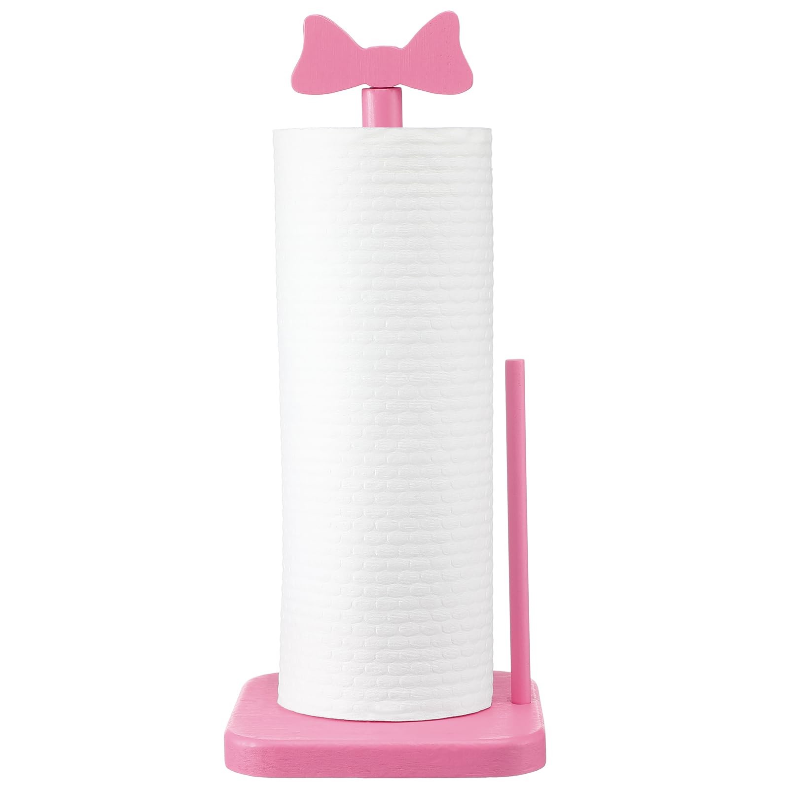 Leinuosen Pink Bow Paper Towel Holder Coquettish Cute Bow Wooden Paper Towel Hol
