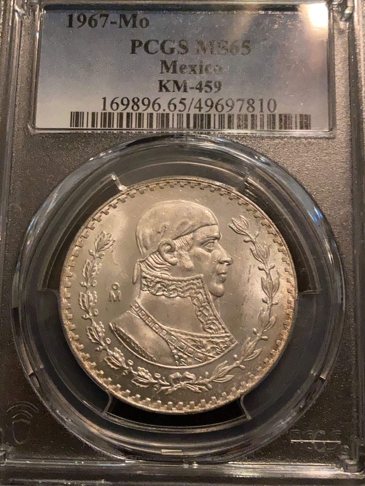 Mexico 1967-Mo Silver 1 Peso PCGS MS65 KM-459 #MP 1967-Mo MS65