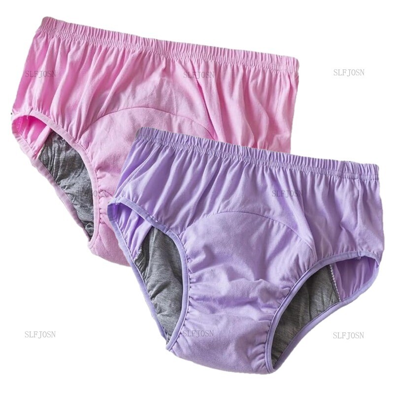 2 Pack Women Washable Incontinence Underwear Diaper Pants Reusable Leak-proof