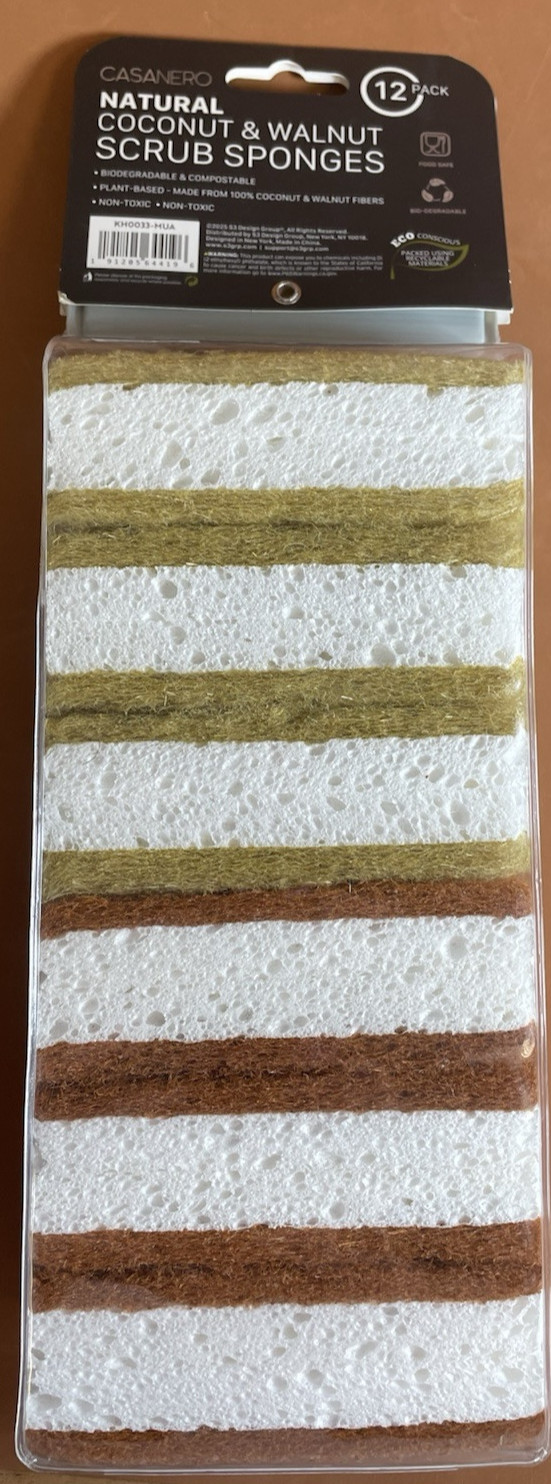 Coconut & Walnut Scrub Sponges 12 Pack Biodegradable Compostable NEW