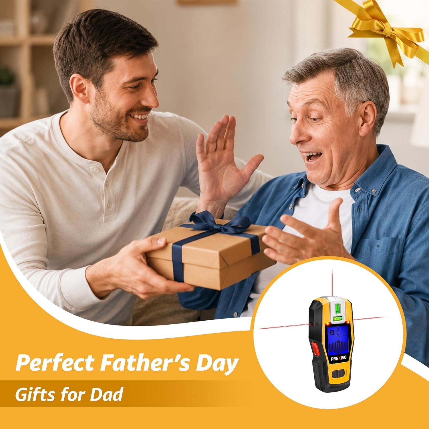 2-in-1 Stud Finder with Laser Level, Rechargeable Multi Surface Cross Line Laser