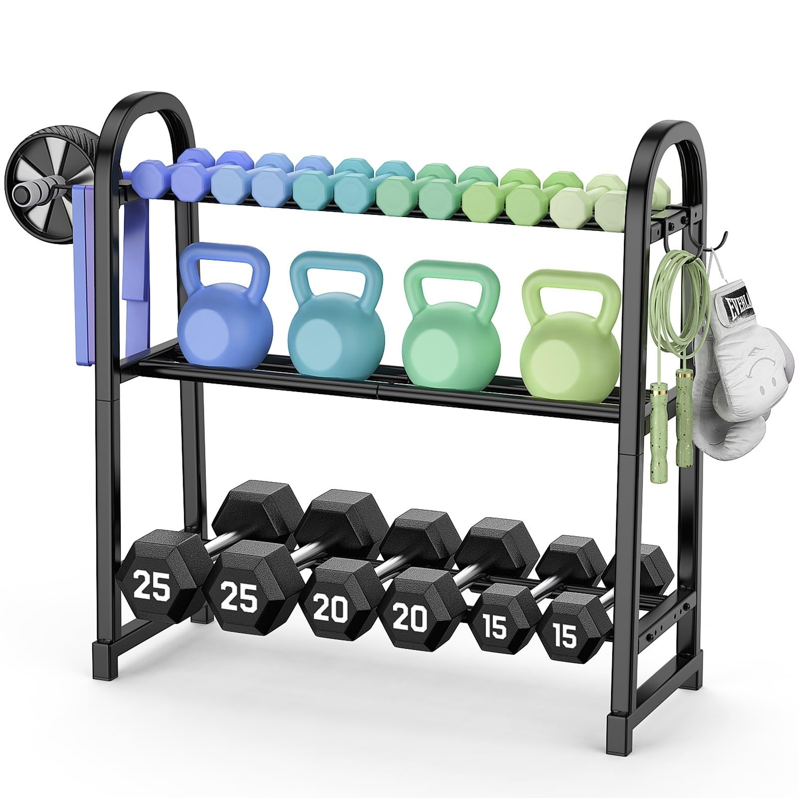 3 Tier Dumbble Rack - 360LB Capacity Adjustable Dumbbell Storage Rack Space-S...