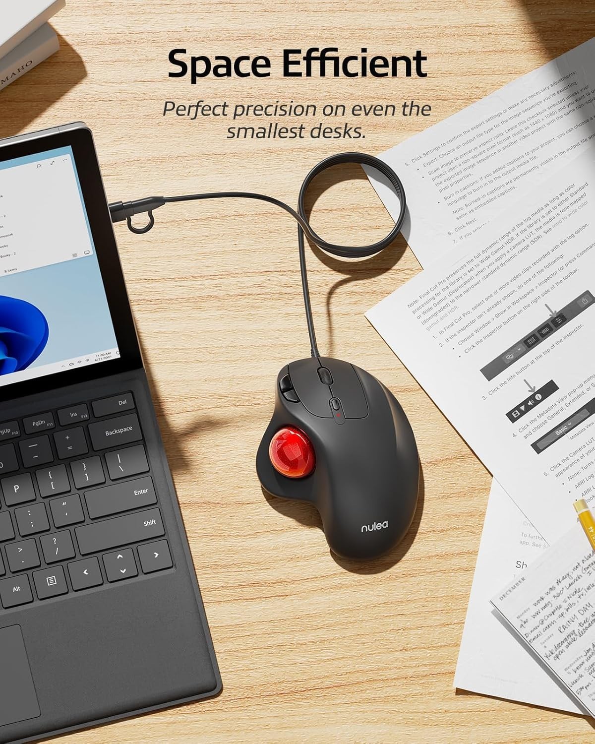 M509 Trackball Mouse Wired, Ergonomic Design, Easy Thumb Control, Precise & S...