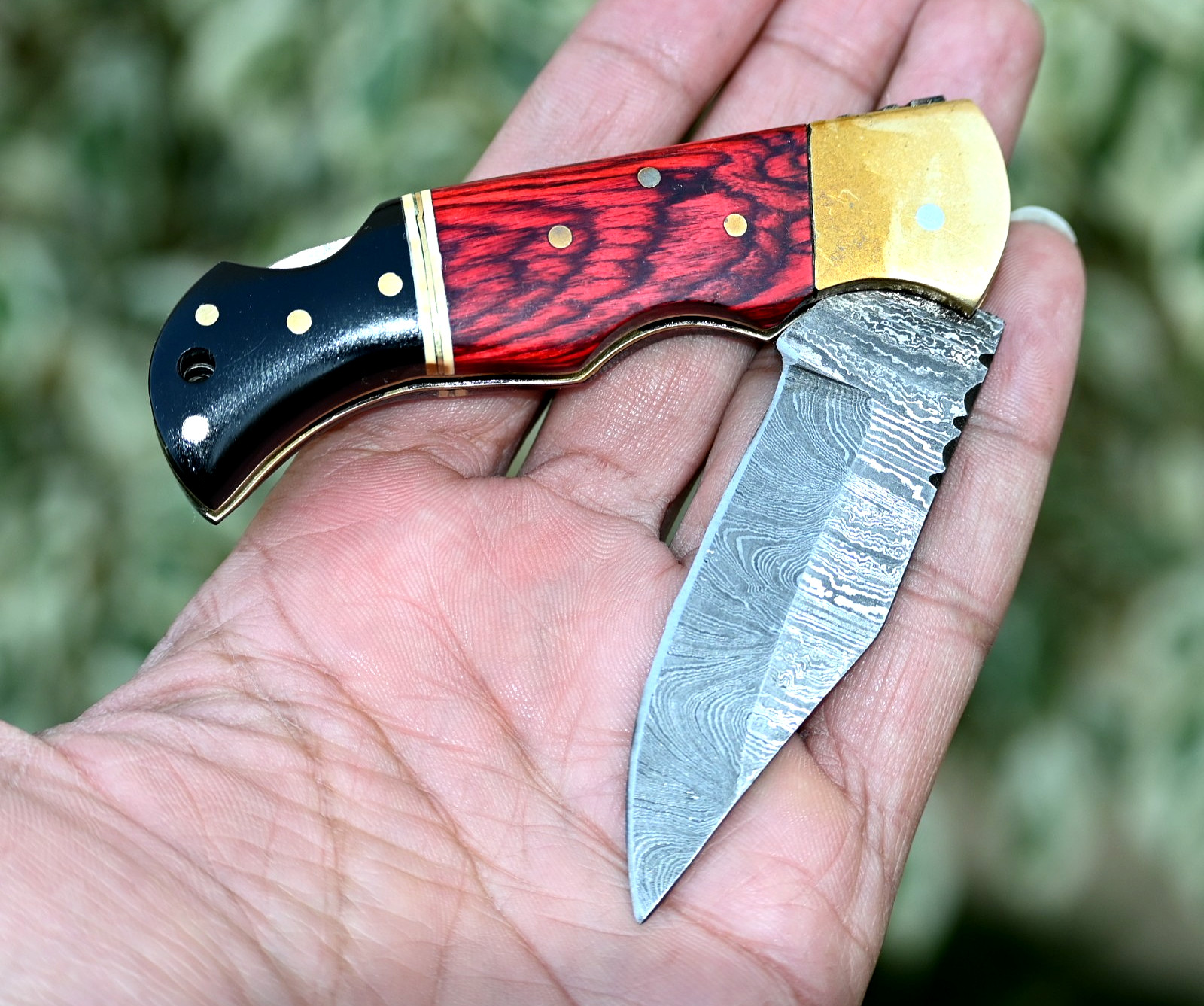 CUSTOM HAND MADE FORGED DAMASCUS STEEL FOLDING BLADE POCKET KNIFE EDC 2044