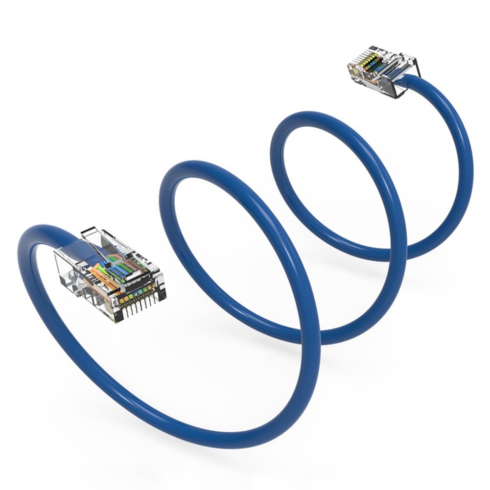 2FT Cat5E RJ45 Ethernet LAN Network UTP Non-Booted Patch Cable Copper Blue