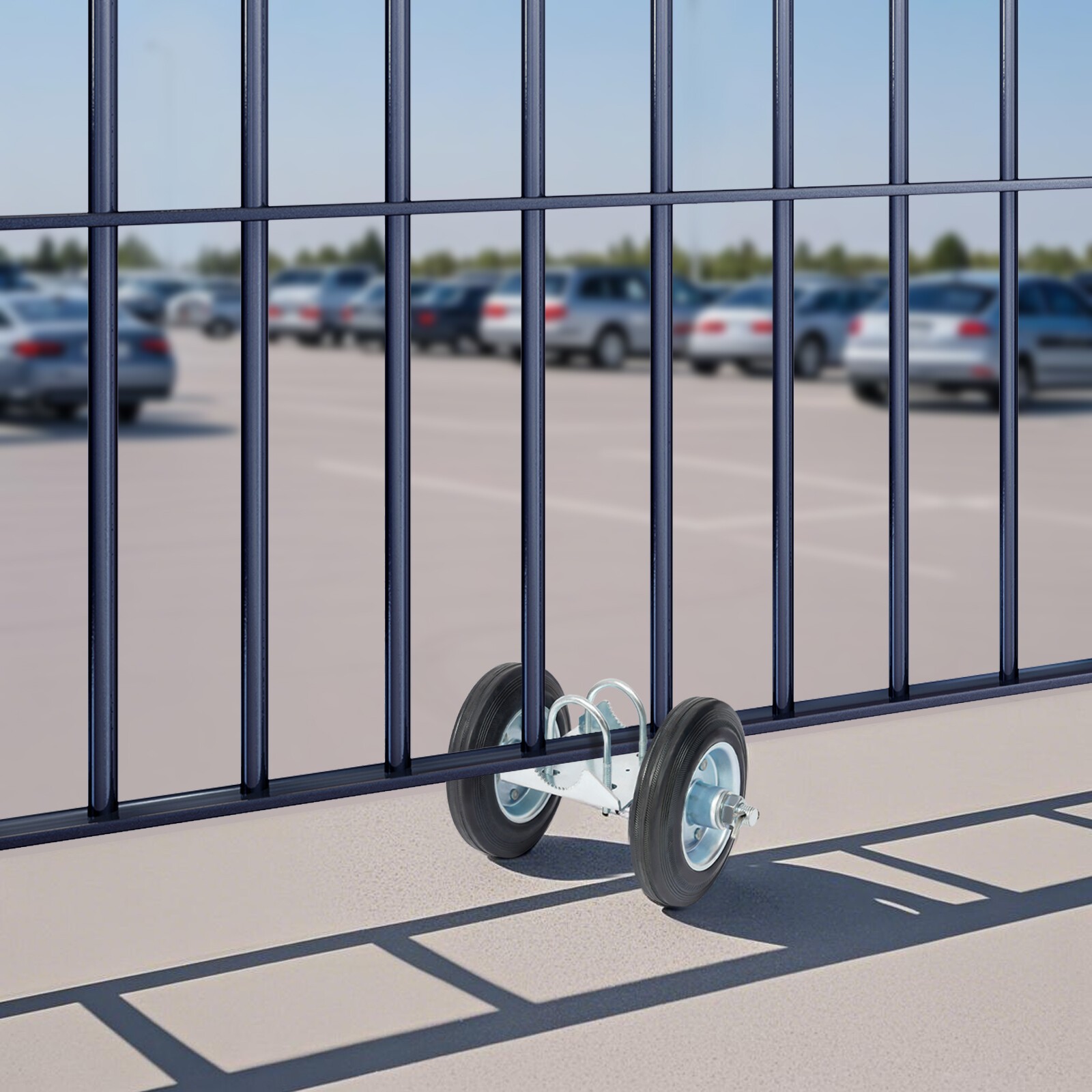 Galvanized Double Wheel Sliding Gate Hardware Kit 600 lb Capacity Silver