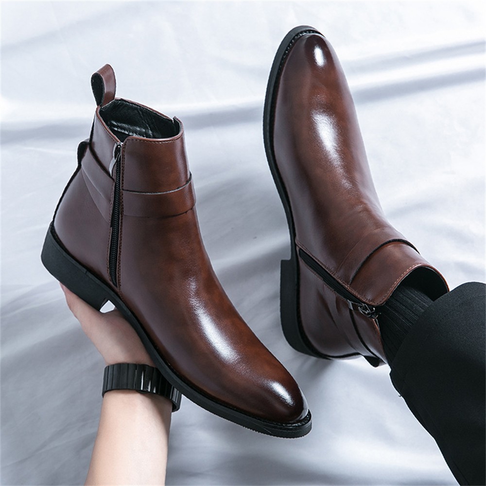 Mens Chelsea Dress Boots Leather Classic Stylish Casual Slip On Ankle Boot
