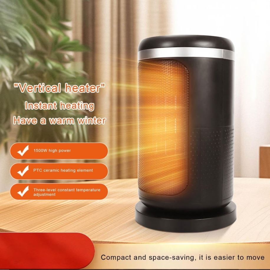 Portable Electric Space Heater with Thermostat, 1500W/750W Safe and Quiet Indoor