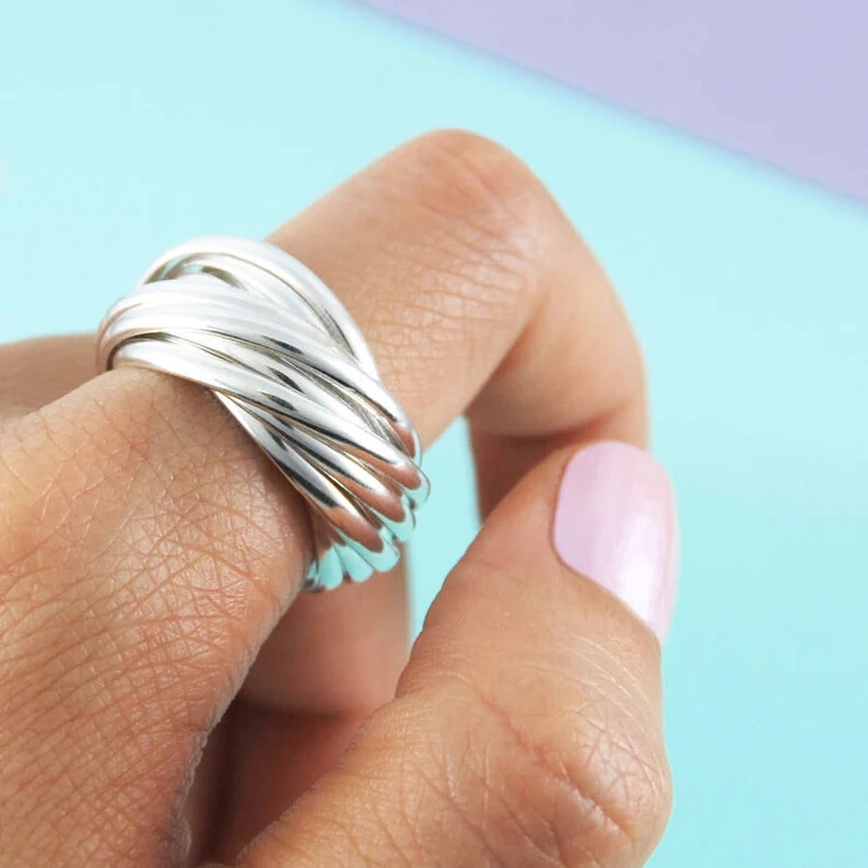 Rolling Rin Band 925 Sterling Silver Band &Statement Ring Handmade Ring All size
