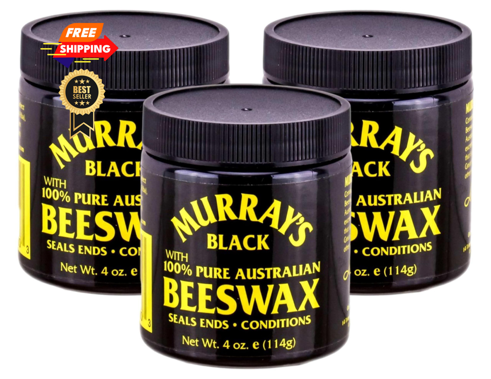 Murray's Black Beeswax, 3.5oz (Pack of 3) 3.5 Ounce