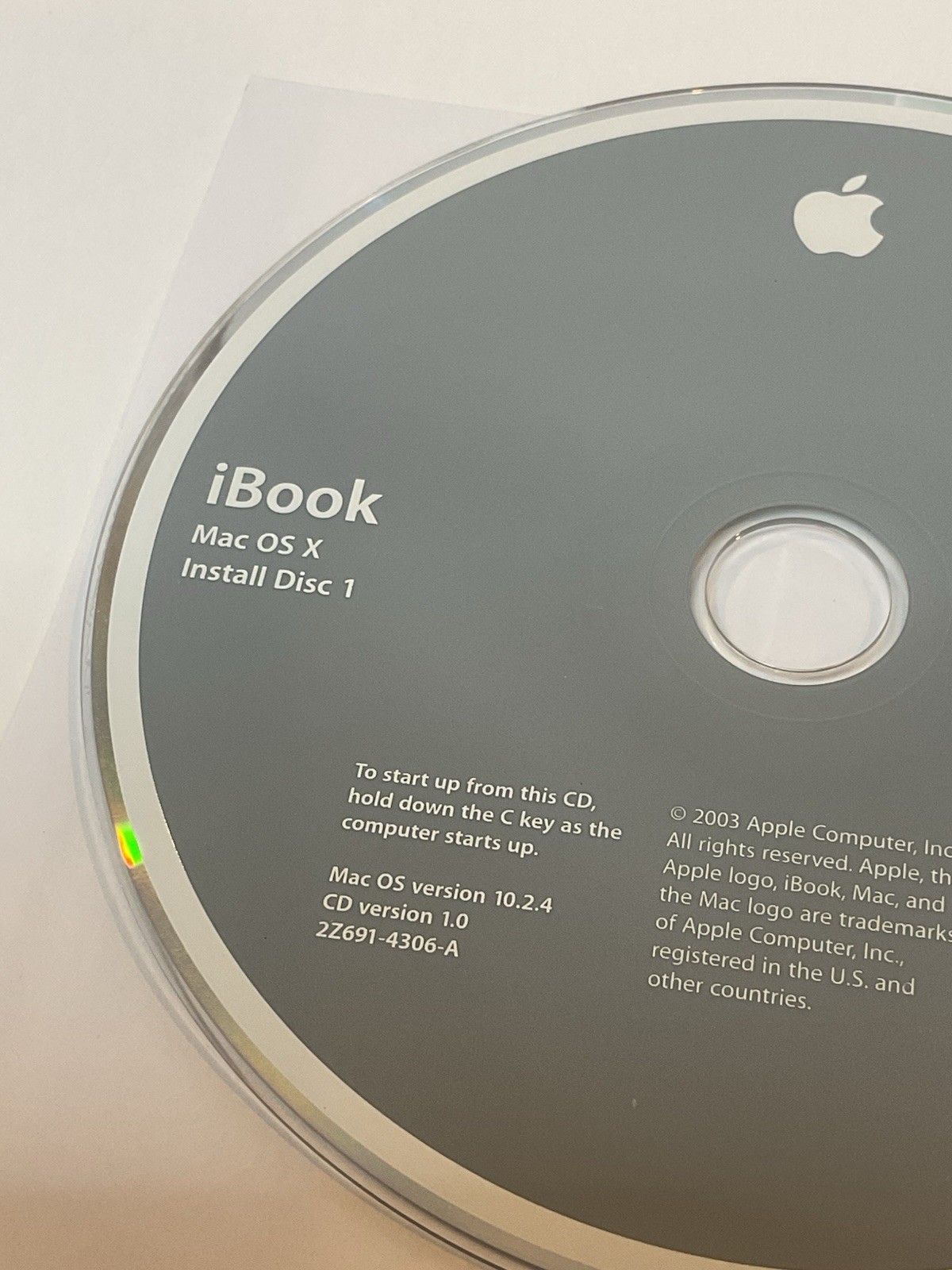 Apple iBook Mac OS X (10.2.4) Software Install Disk 1 & 2 Hardware Test OEM