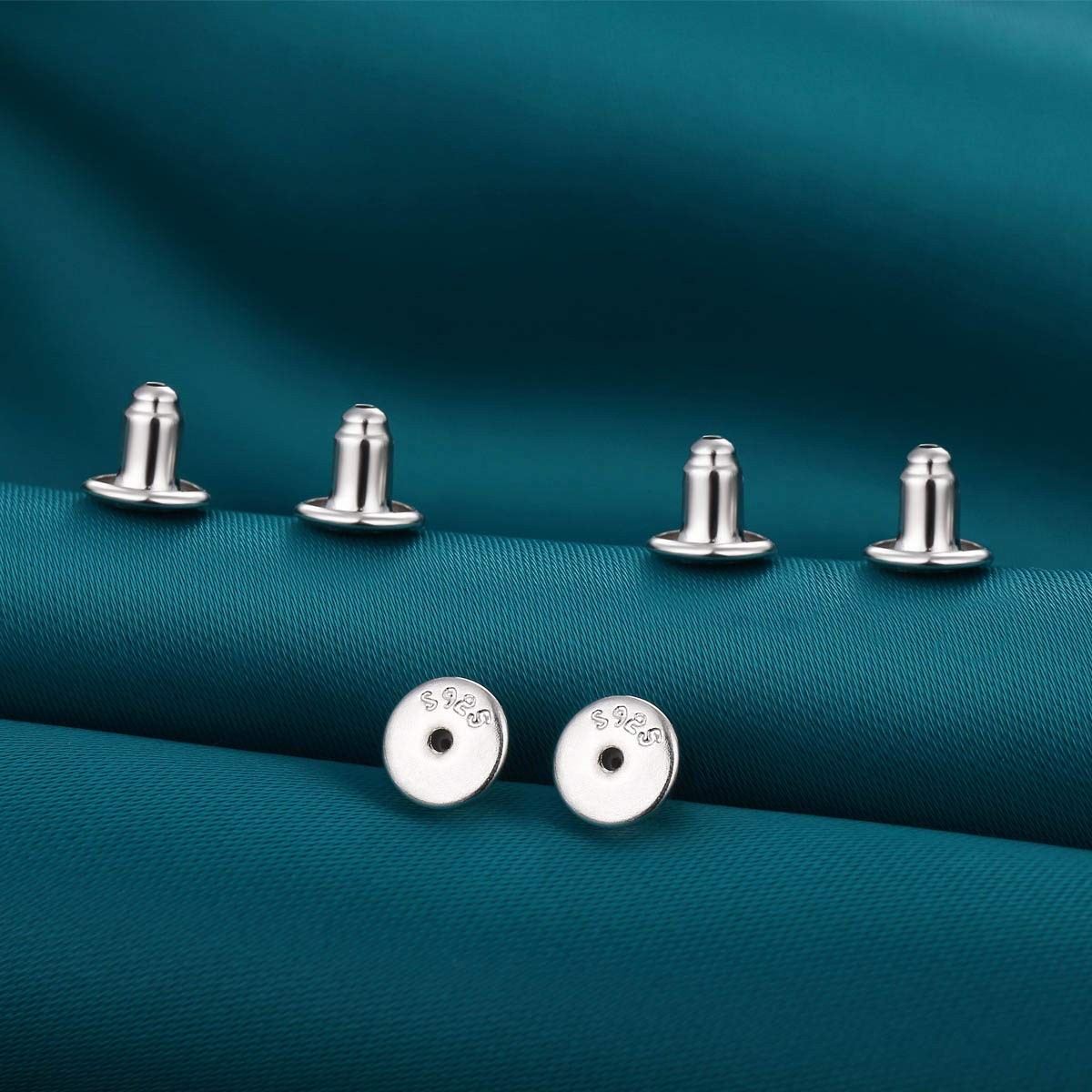 Locking Earring Backs for Studs,14k Plated White Gold Earrings Back for Studs...