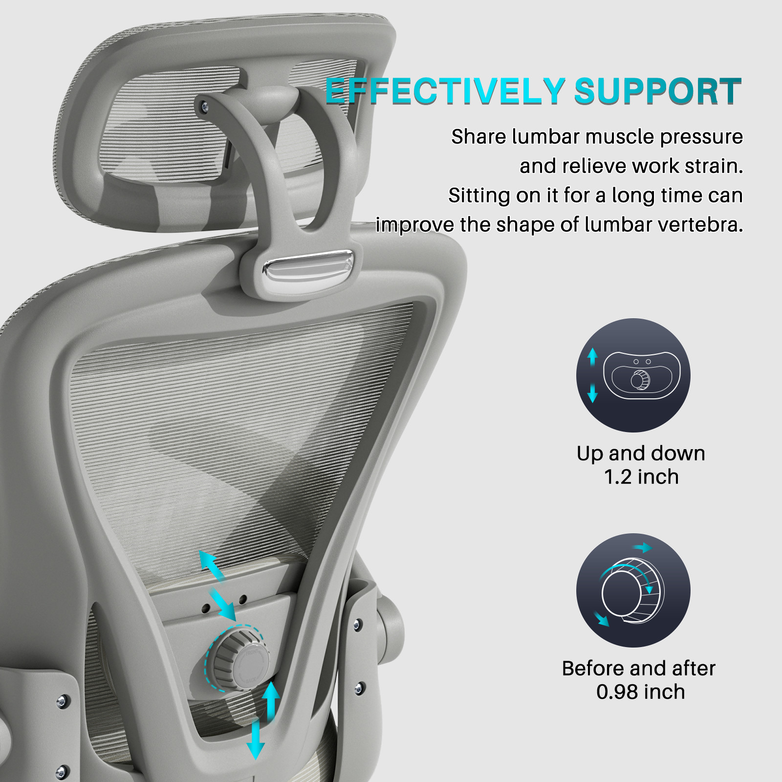 Computer Desk Chair Ergonomic Office Chair with Wheels Flip-Up Armrests Gray