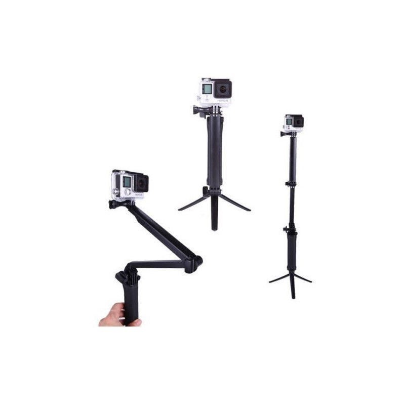 3-WAY FOLDABLE FLOATING GRIP TRIPOD SELFIE STICK W MINI TRIPOD for ACTION CAMERA