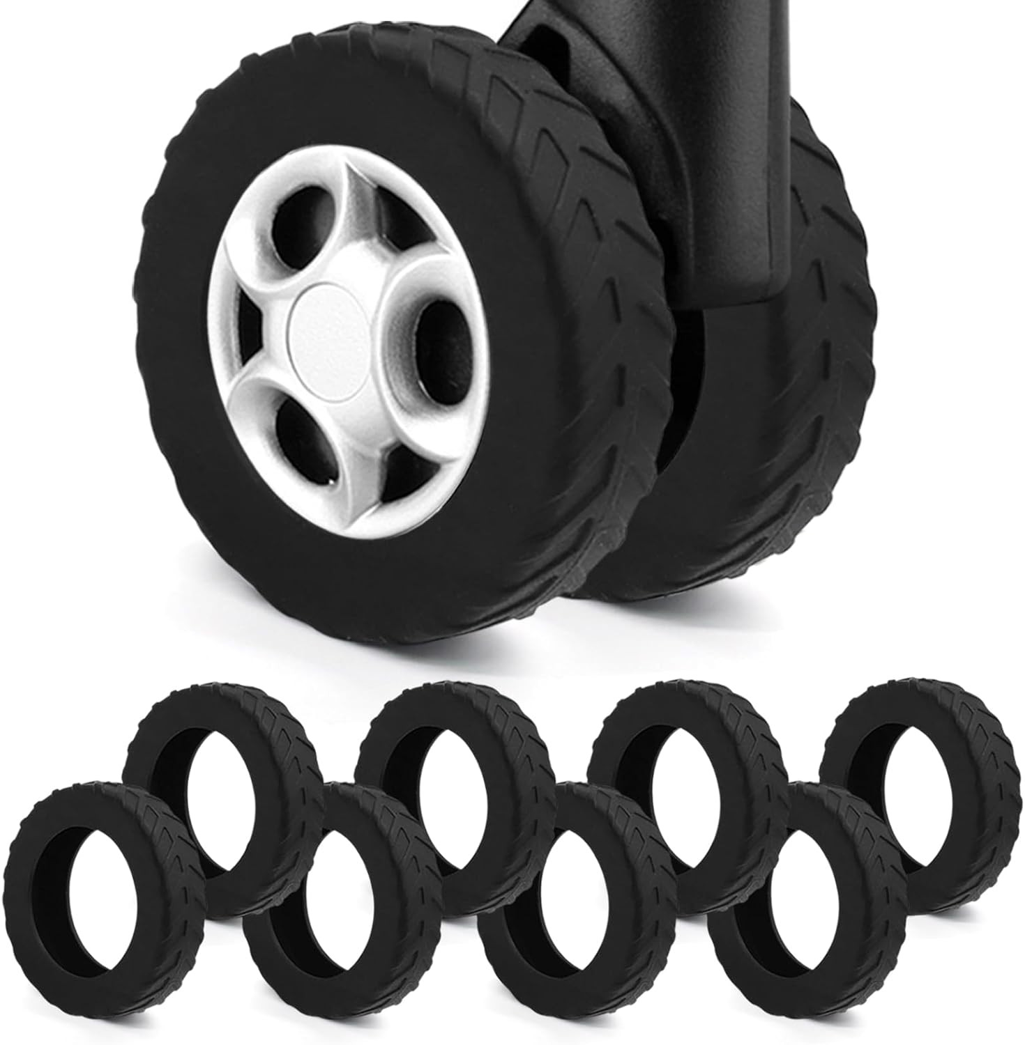 8Pcs Luggage Wheel Covers,Silicone Suitcase Cover for 2-2.4'' Spinner Wheel, Car