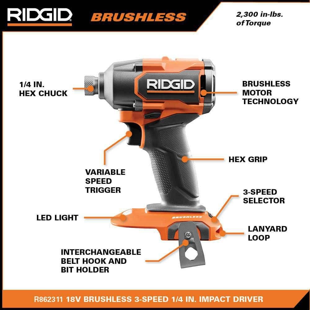 18V Brushless Hammer Drill & Impact Driver Combo Kit w/ Batteries