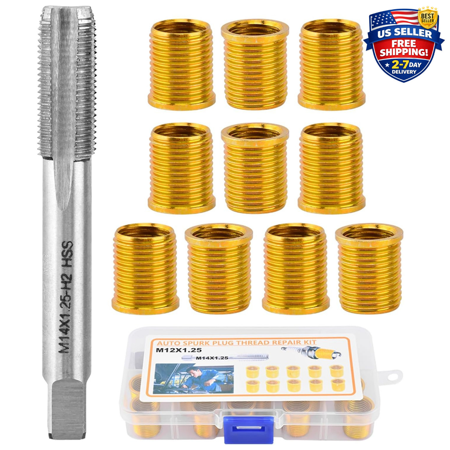 12Mm X 1.25 Helicoil Kit, m12x1.25 Spark Plug Thread Repair kit 10 Insert m...