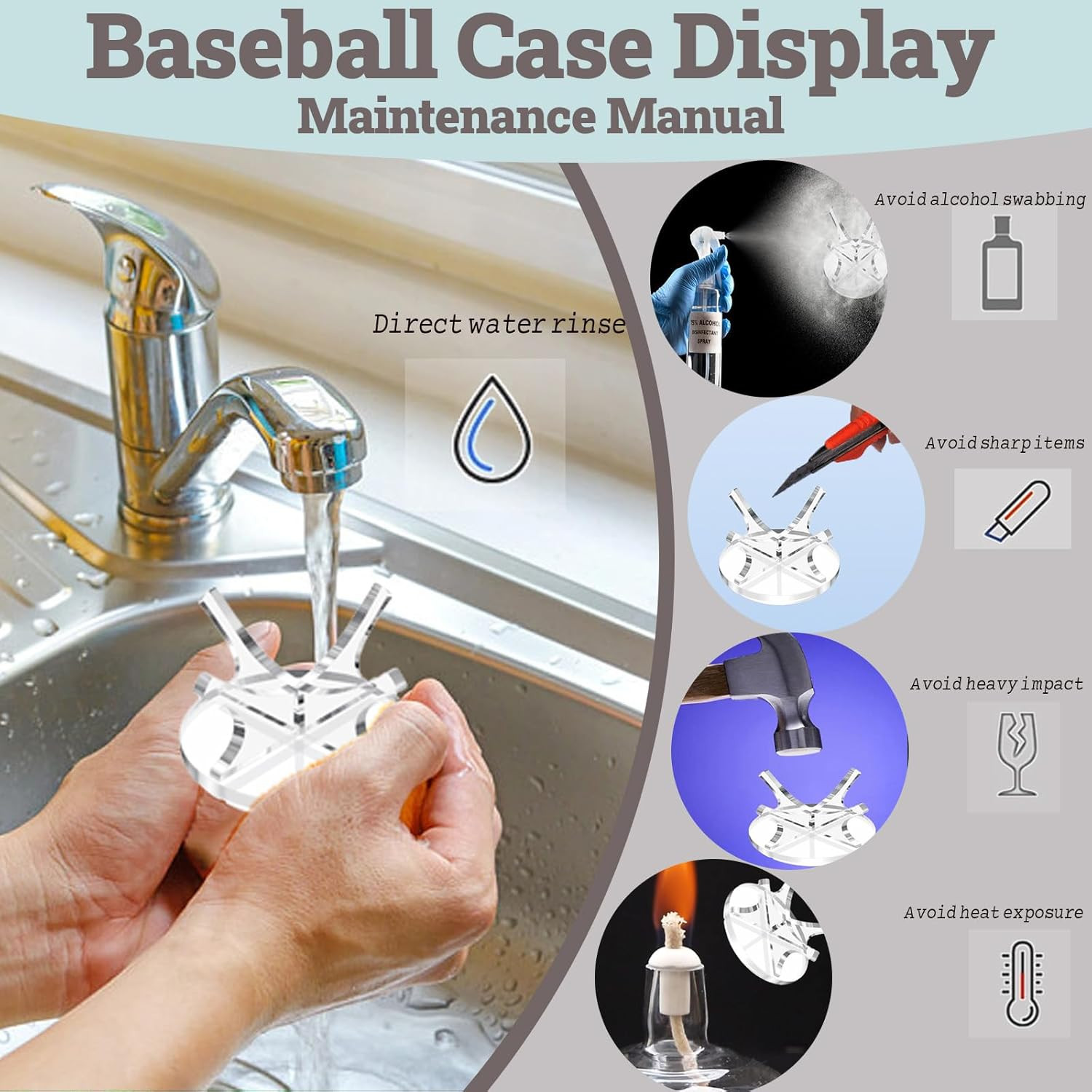 2Pcs Acrylic Baseball Holder Display Case for Balls non-secretive