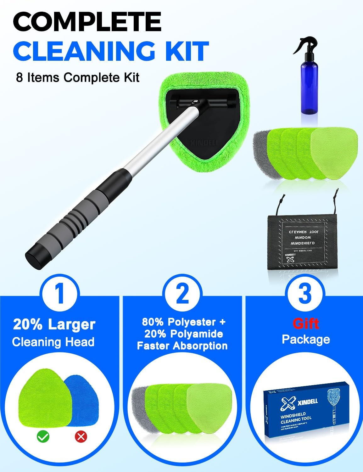 Interior Windshield Cleaner Tool – Car Interior Window Cleaning Kit With