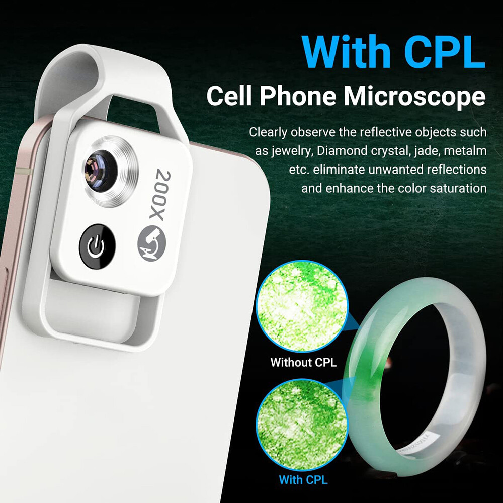 Mini Microscope with CPL Lens Led Light 200x Micro for iPhone Android Cell Phone