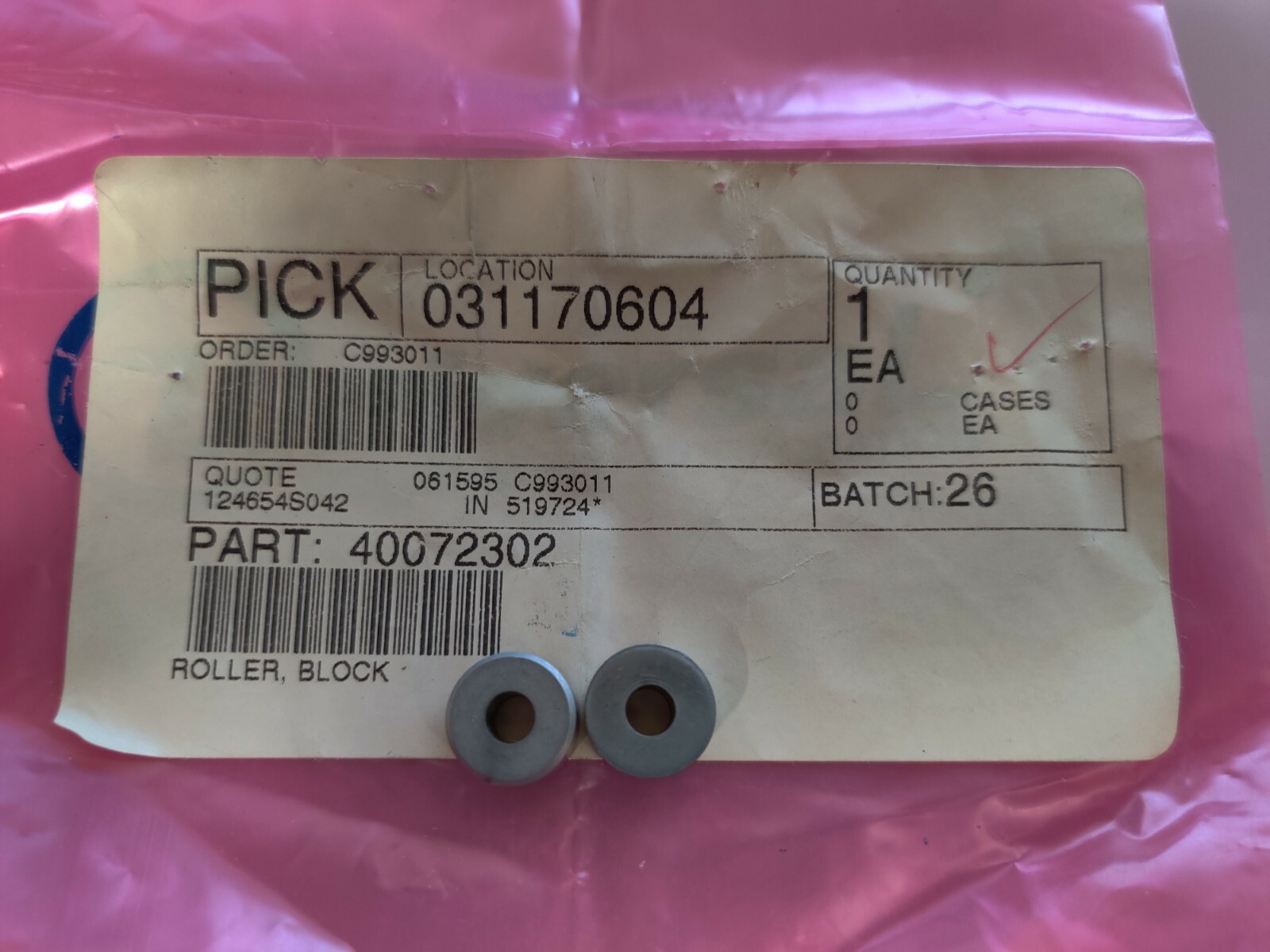 Universal Instruments Block Roller 40072302 Pack Of 2