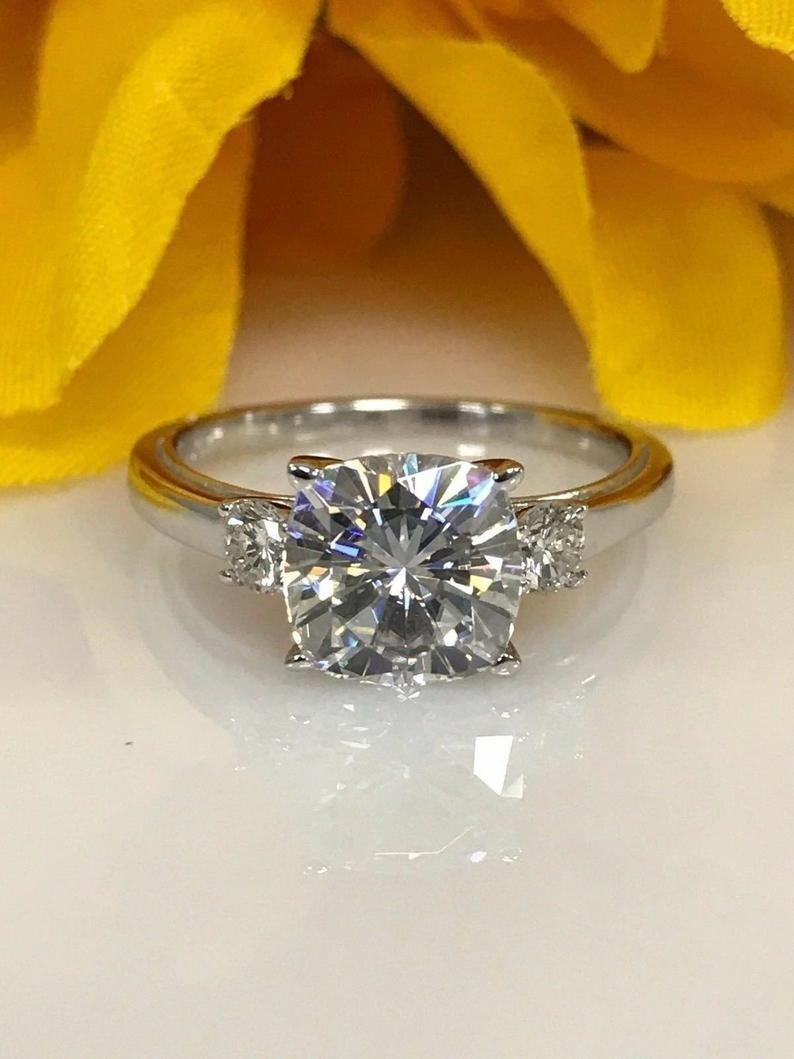 2.30 Ct Cushion Cut Diamond Lab-Created Engagement Ring 925 Sterling Silver