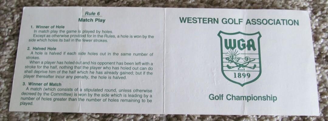 1 USED TOURNAMENT SCORECARD-1994 WESTERN GOLF MATCH PLAY-BEN CURTIS 2003 OPEN W