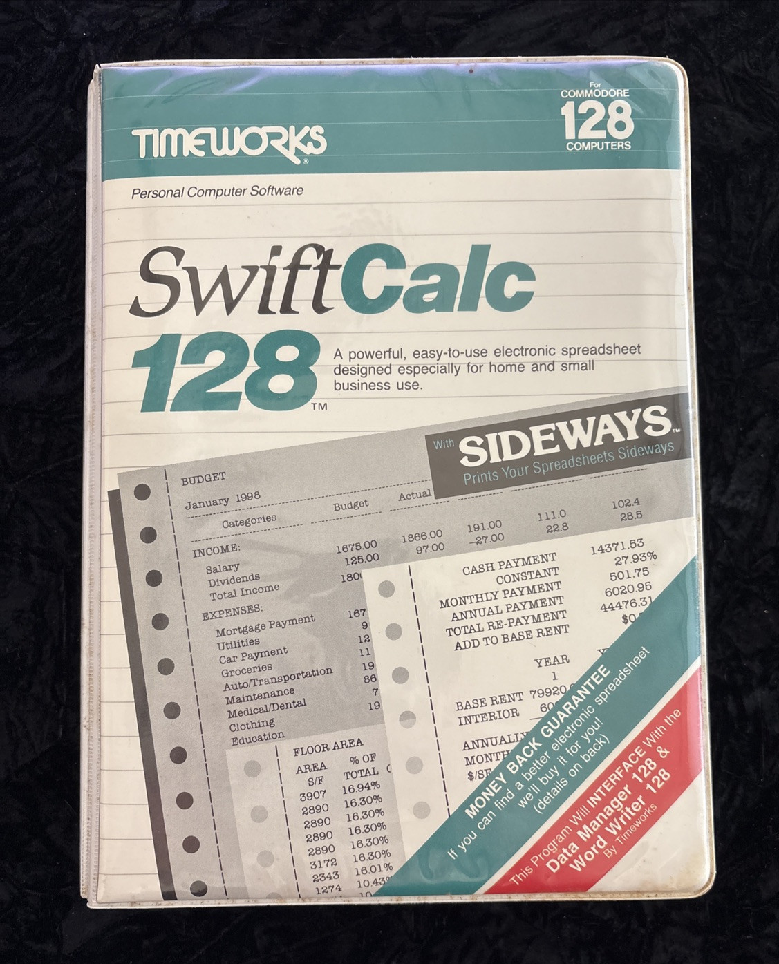 SwiftCalc 128 with Sideways | Timeworks 1983 | Commodore | Untested