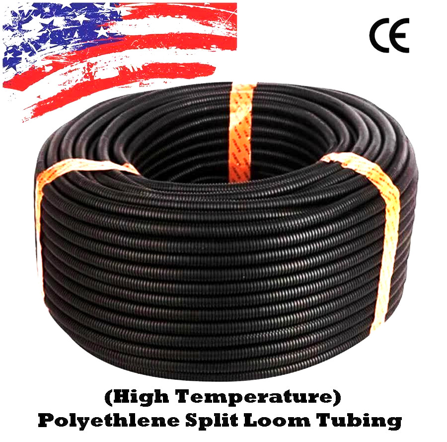 25 Ft. 3/4" Split Wire Loom Conduit Polyethylene Tubing Black Color Sleeve Tube