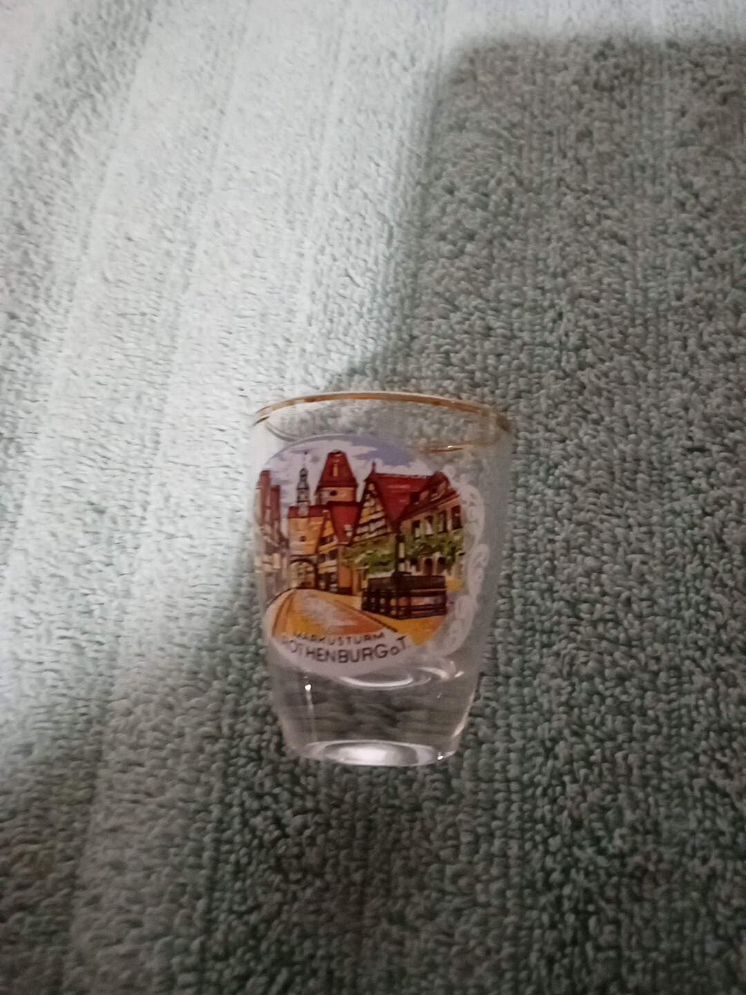 Markusturm Rothenburg O T Gold Rim 2 Inch Tall Shot Glass