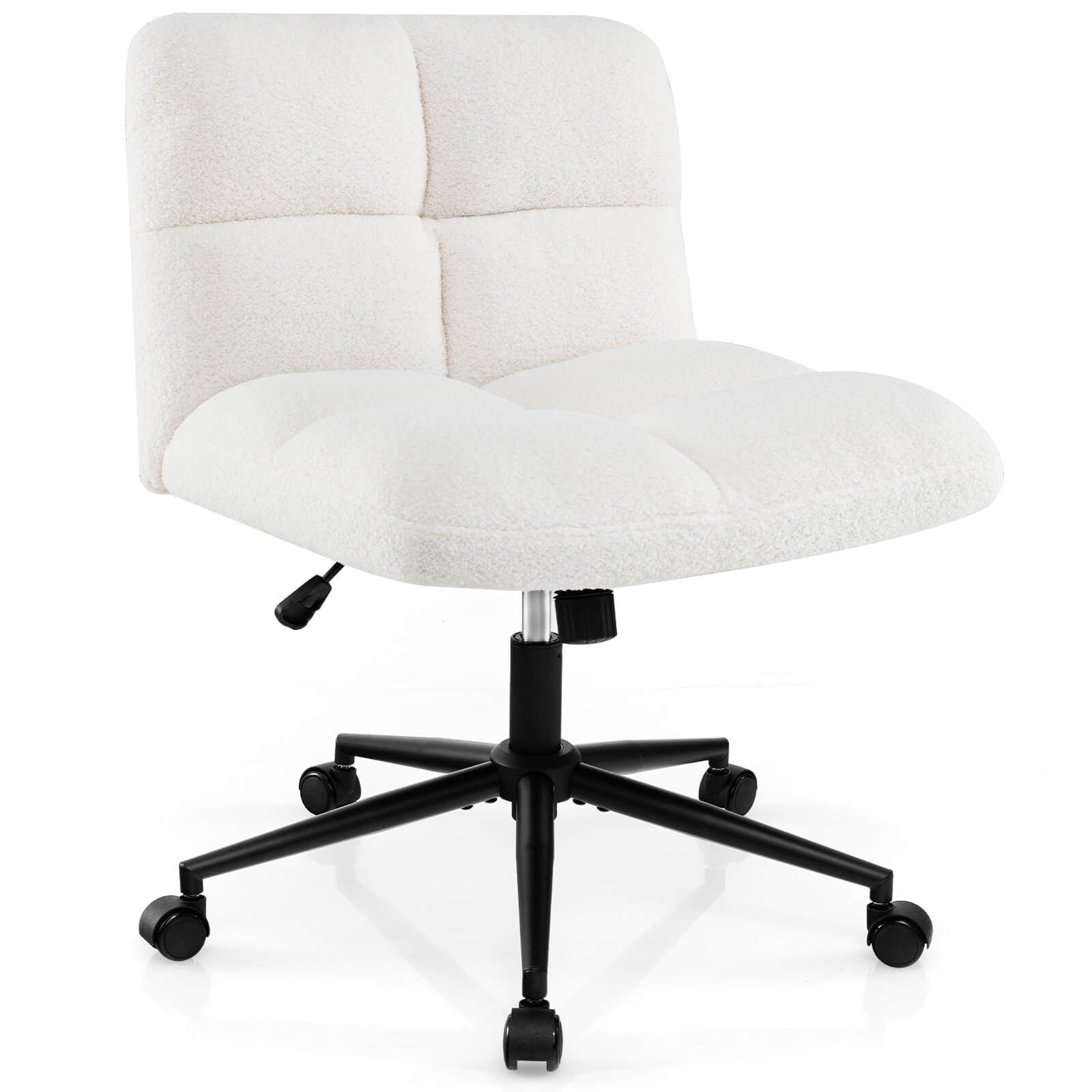 Cross Legged Chair w/ Wheels Padded Seat Adjustable Height for Bedroom