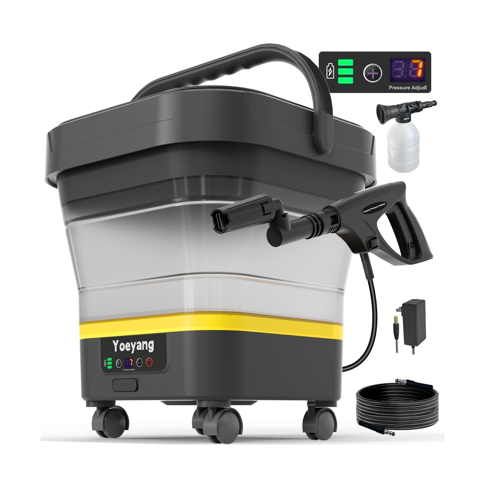 Portable Cordless Pressure Washer with Tank: 1200 PSI Foldable Power Washer R