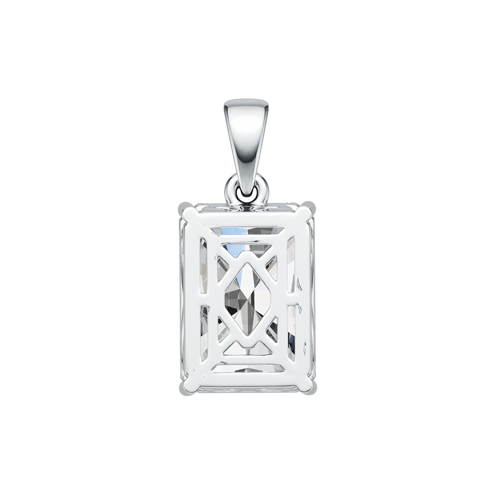 Sterling Silver Semi Mount Pendant Setting Emerald OCT 14X10mm