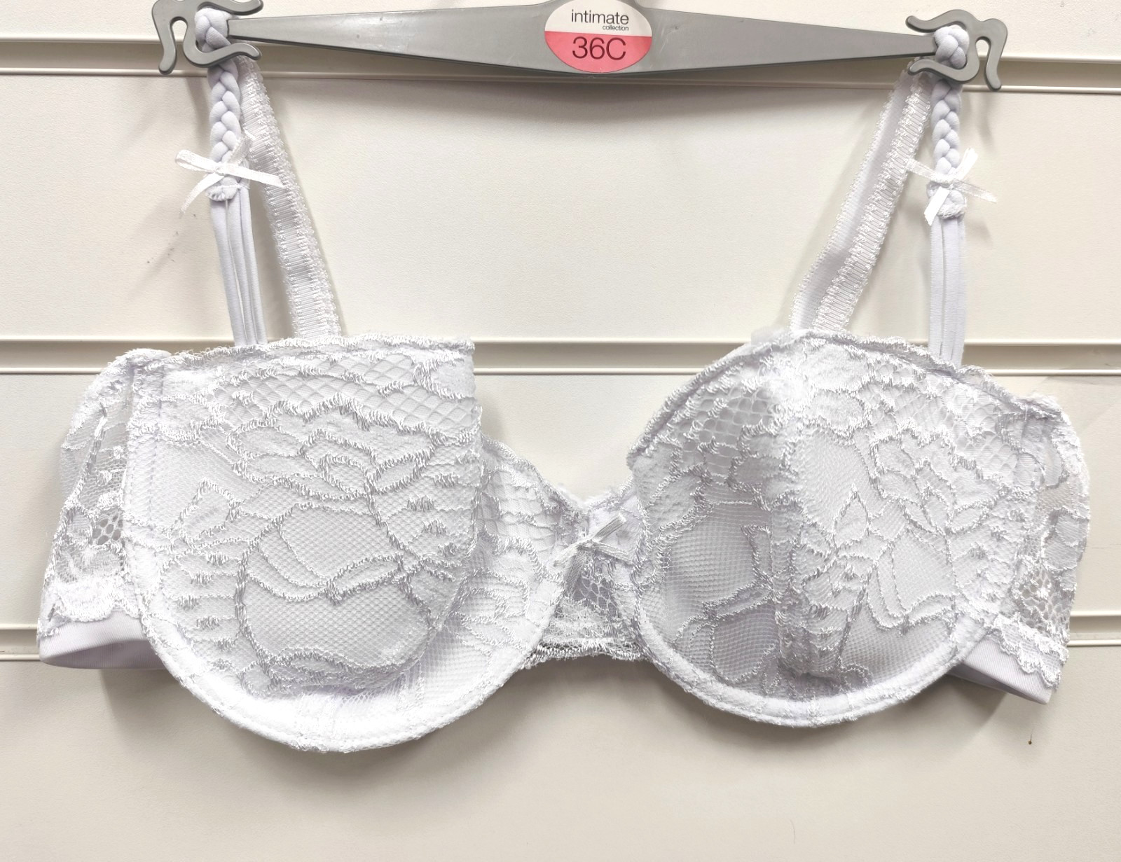 Intimate Ladies White Lacey Underwired Padded Bra UK Sizes 34-38 Cup A-D