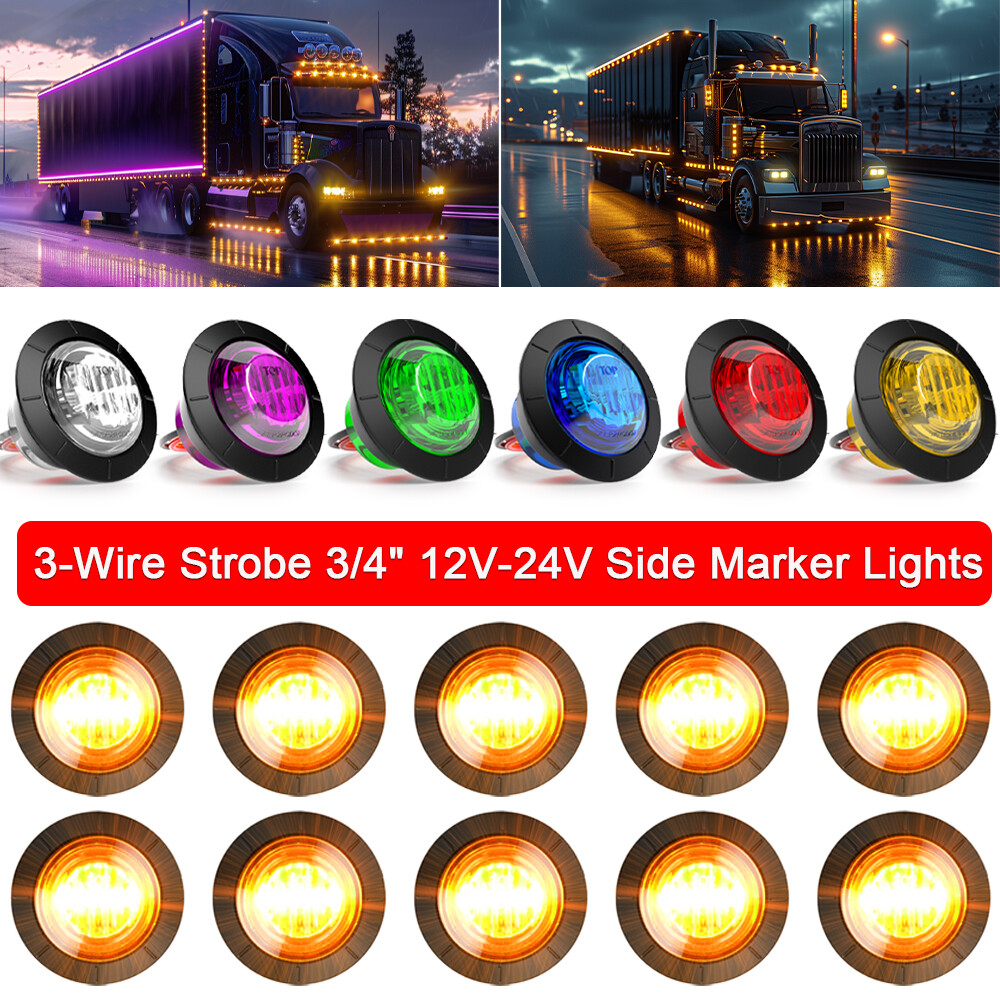 LED Dual Function Marker Lights Round 3/4" Truck Trailer Bullet Clearance Lamp