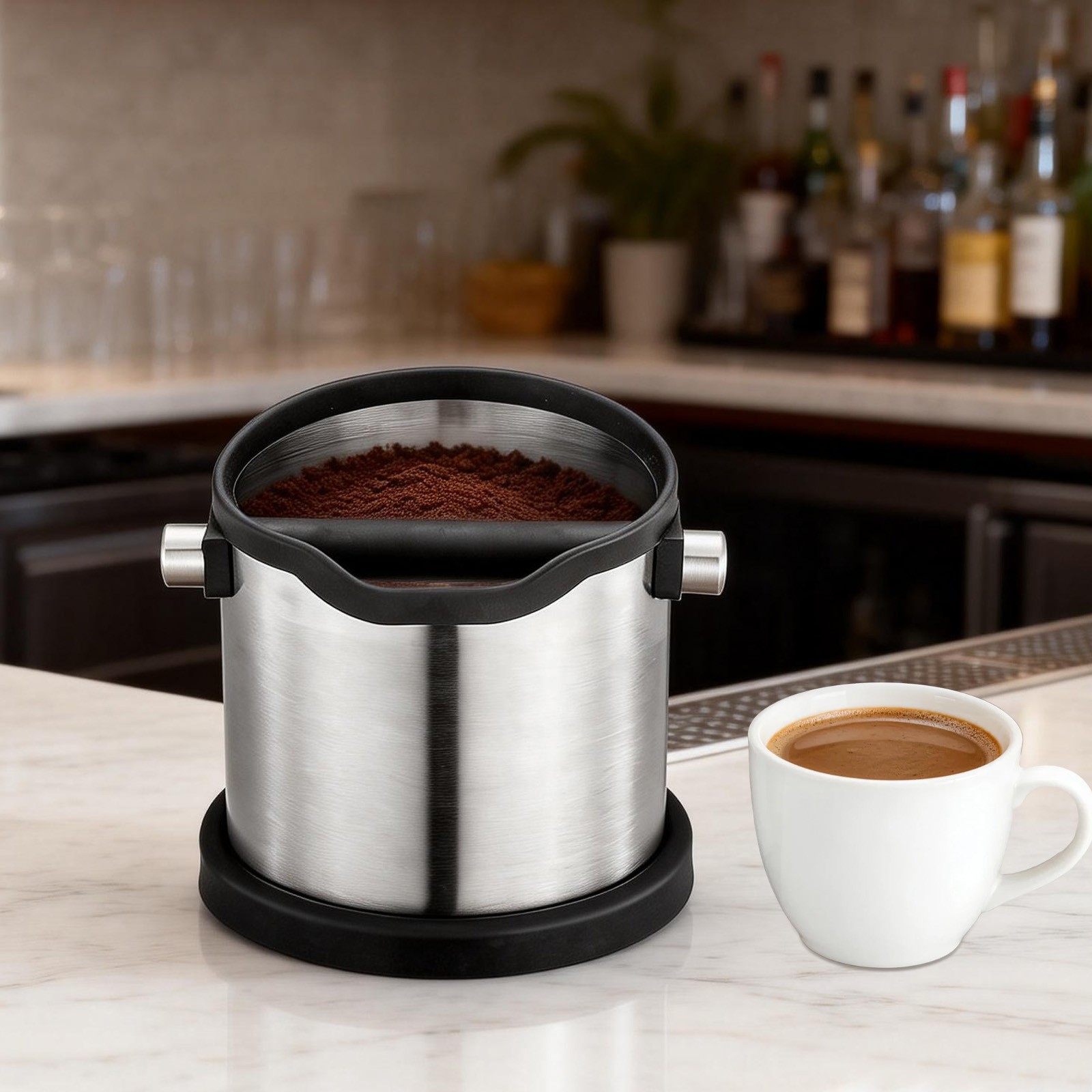 Coffee Tapping Box Stainless Steel Coffee Knock Box Waste Coffee Bucket