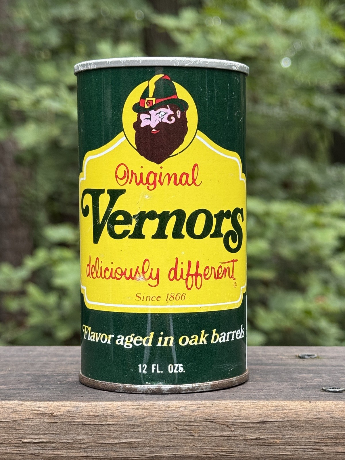 Vintage VERNOR'S Ginger Ale Soda 12 oz Straight Steel Soda Can Bottom Opened