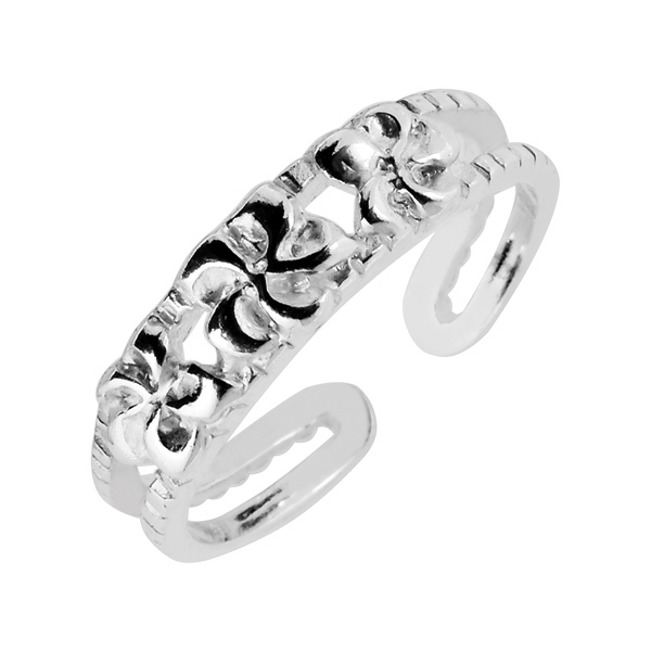 Adjustable Curved Out Floral Toe Ring 925 Sterling Silver New FREE SHIPPING