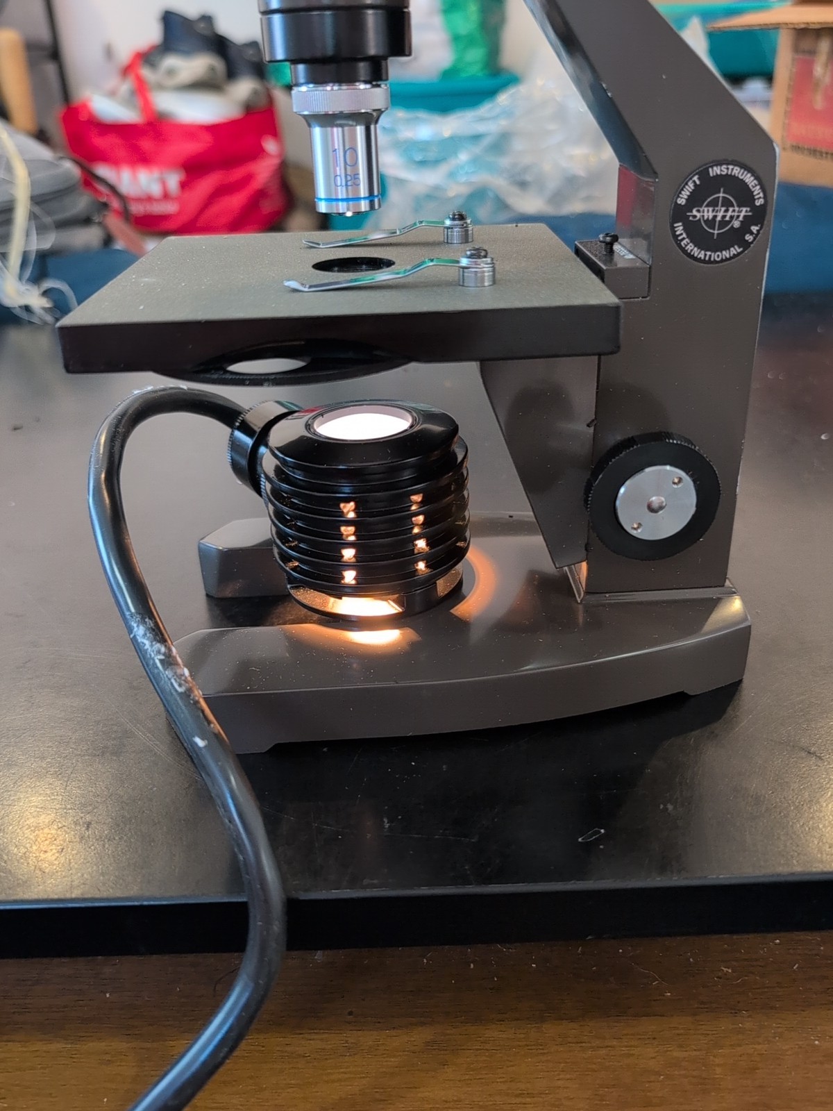 Swift Instruments Microscope With Objective 10 0.25 TESTED