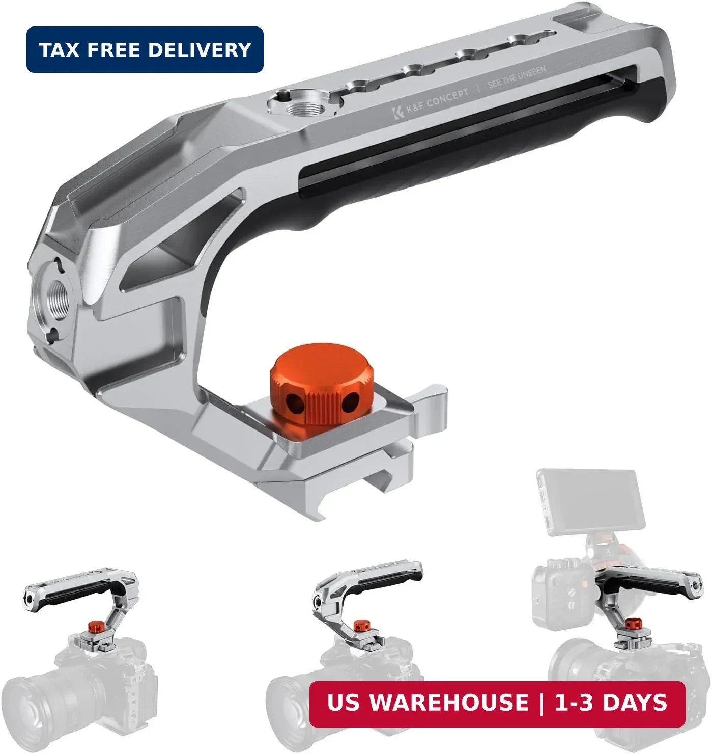 K&F CONCEPT Camera Top Handle with Dual Mount (3/8"-16 Locating & NATO), Grip fo