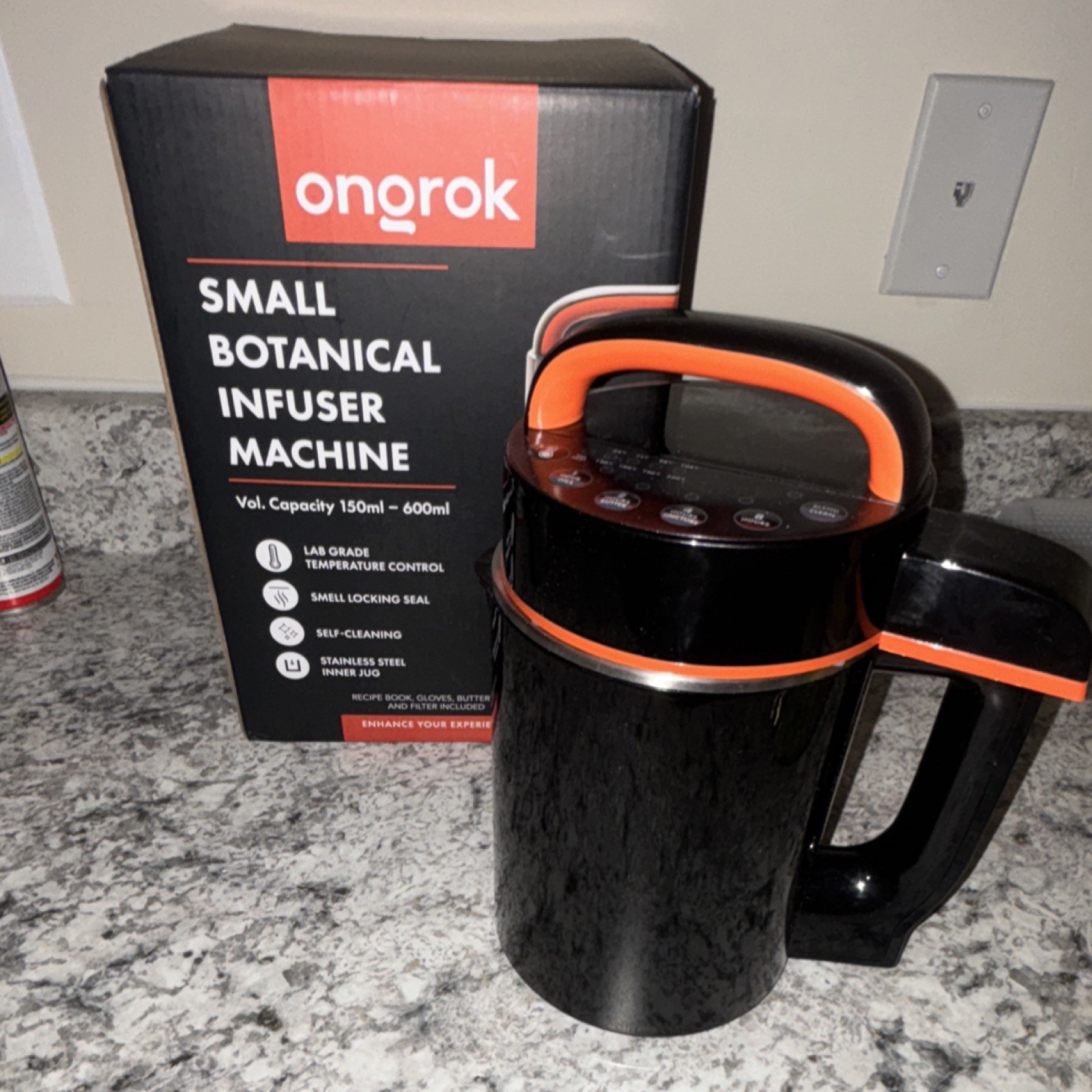 Ongrok Small Botanical Infuser Machine 600W Electric Black/Orange