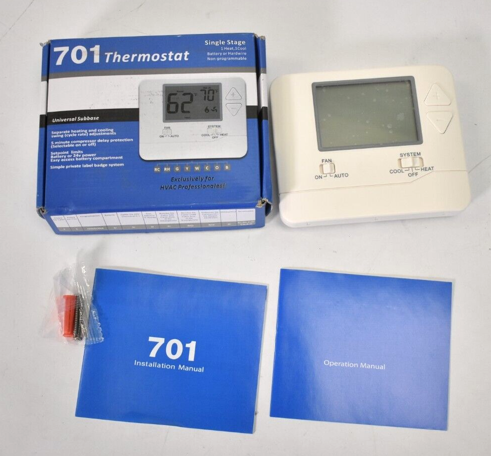 Electeck Digital Thermostat w Large LCD Display Non Programmable 1 Heat/Cool
