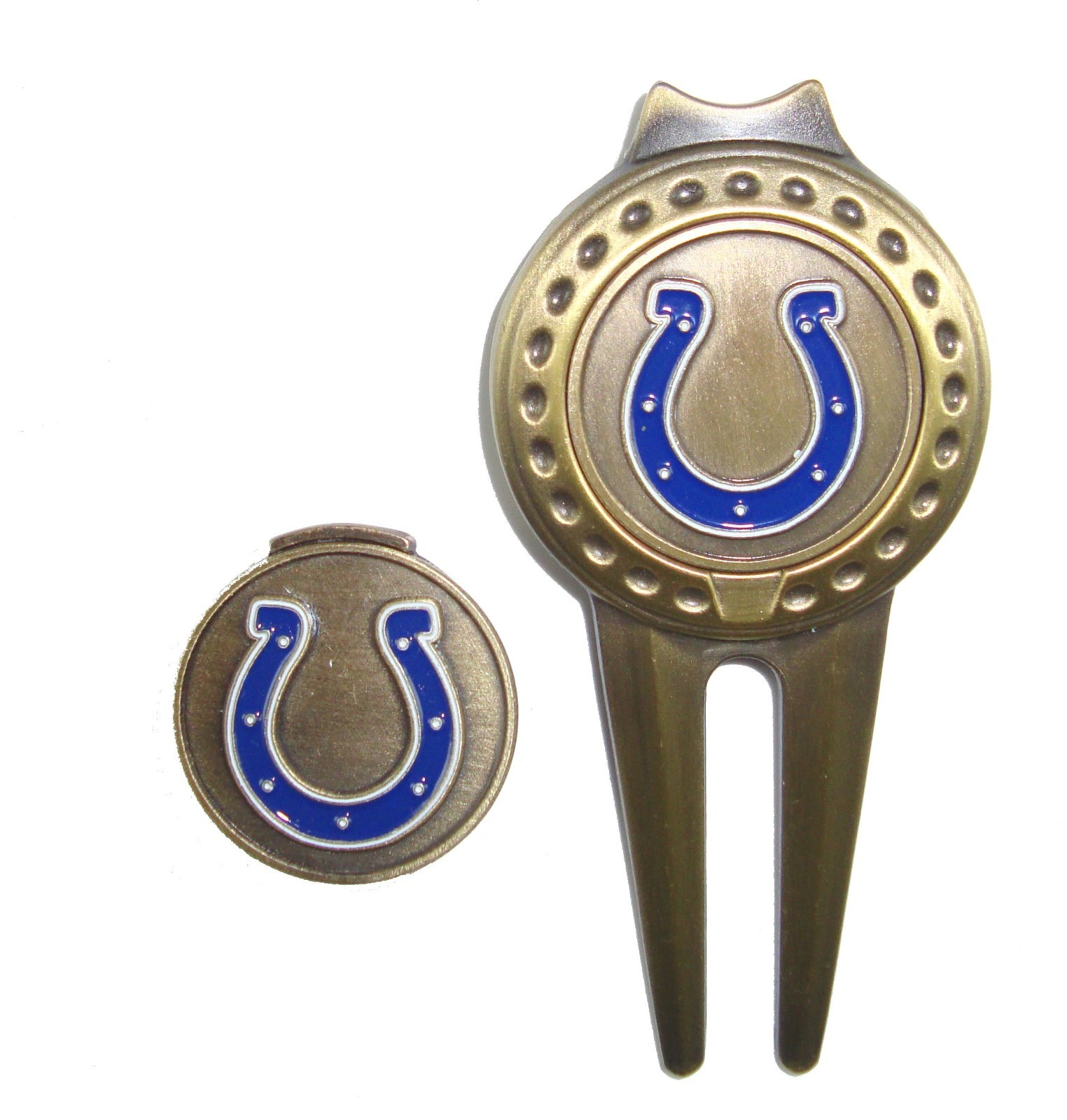 Indianapolis Colts Hat Clip & Divot Tool with Golf Ball Marker Combo