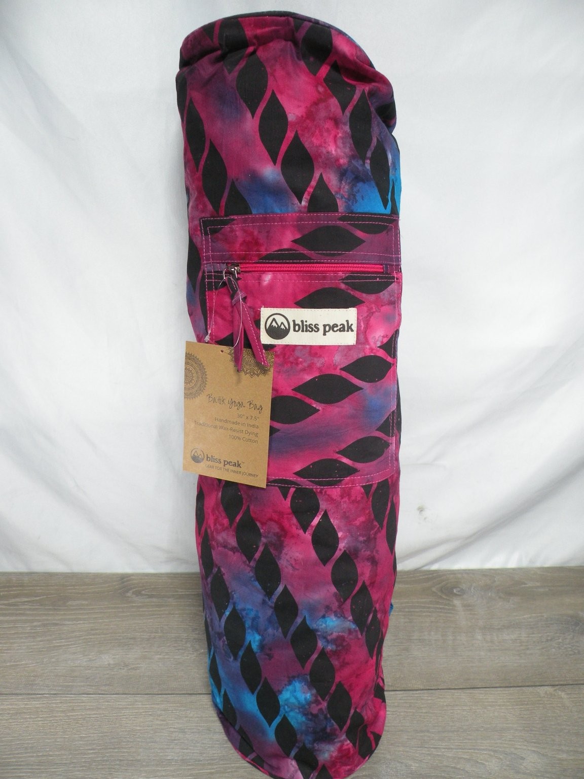 Bliss Peak Batik Yoga Bag 30"x7.5" Cotton Adjustable Strap Handmade India New