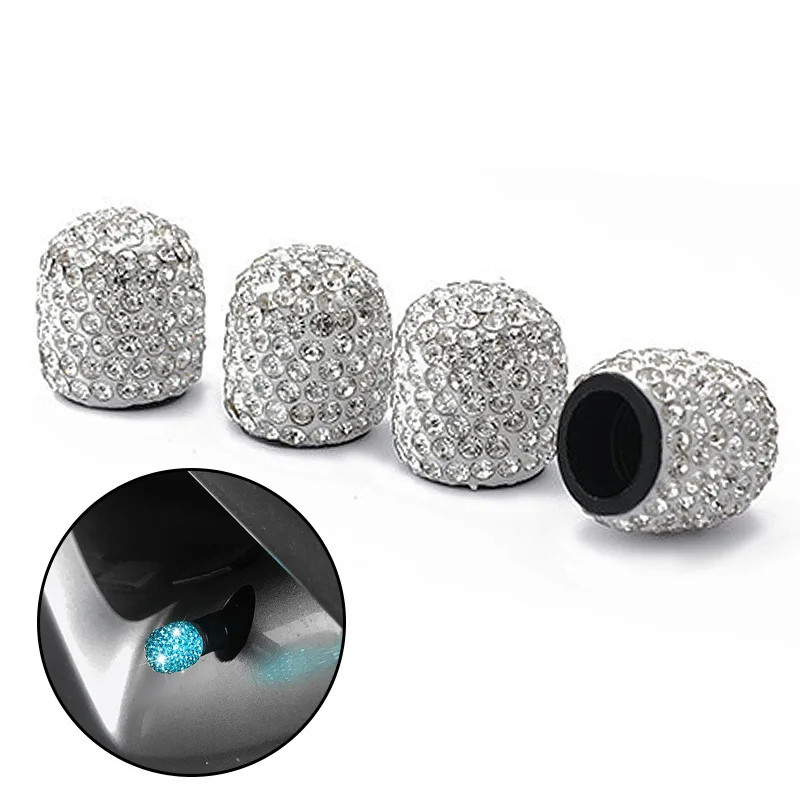 4 Pcs Diamond Valve Stem Caps - Crystal Rhinestone Tire Caps, Dustproof