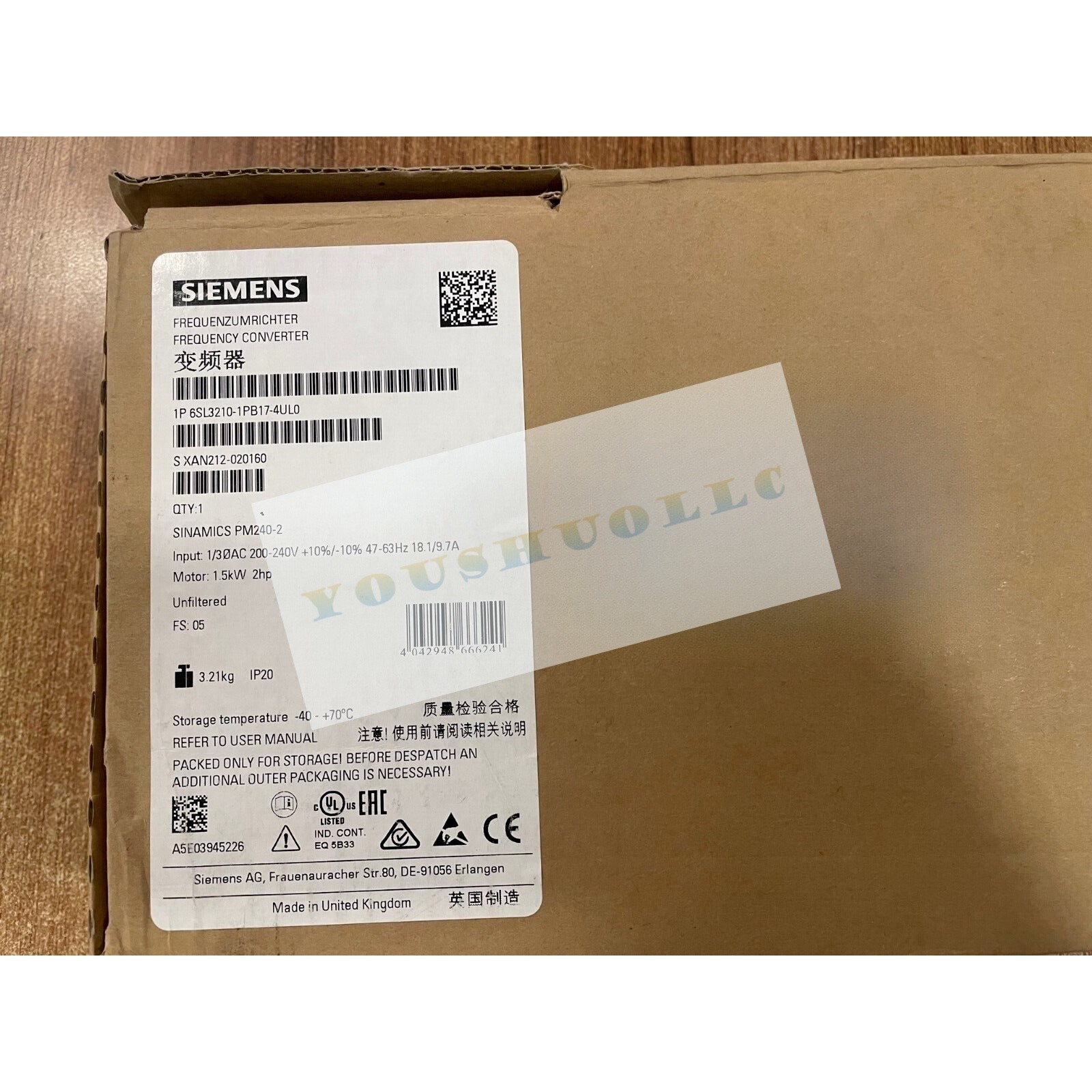 New Siemens 6SL3 210-1PB17-4UL0 6SL3210-1PB17-4UL0 PM240-2 US FREE TAX